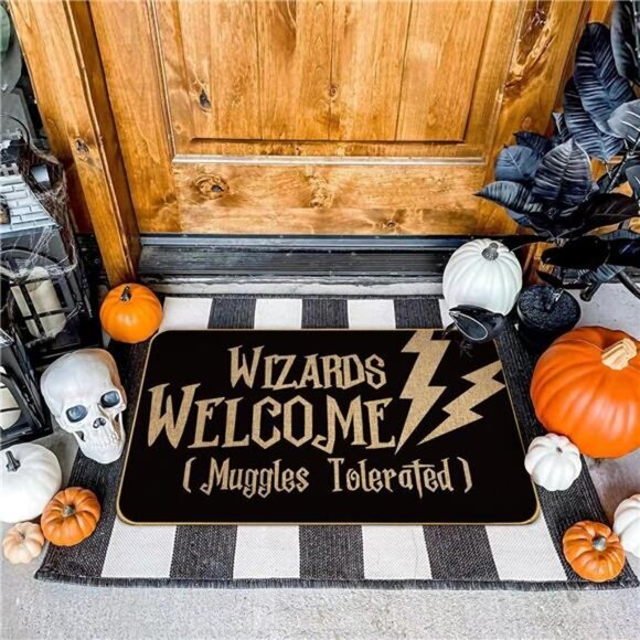 Halloween Welcome Door Mat - 17x29 Inch Funny Wizard Design for Indoor & Outdoor - Picture 7 of 8